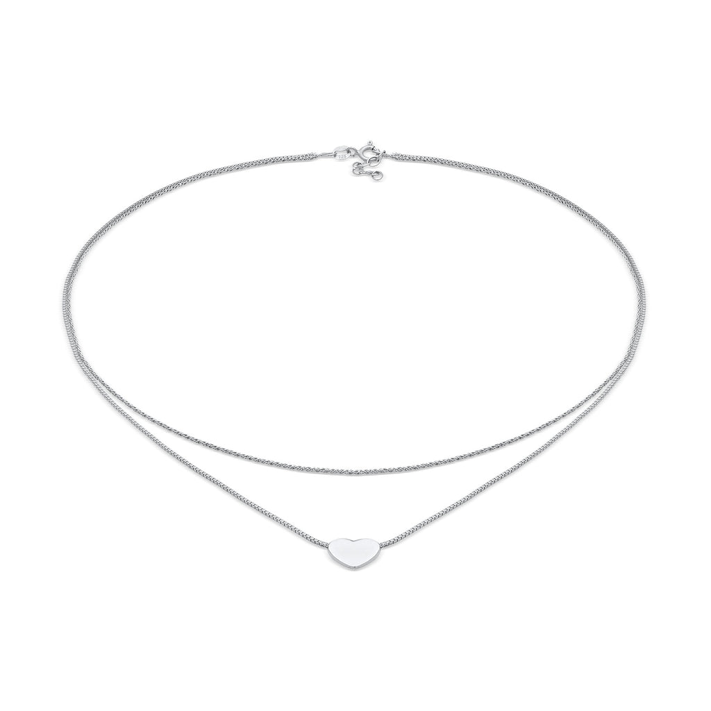 Silber - Elli | Layer-Halskette Herz | 925er Sterling Silber
