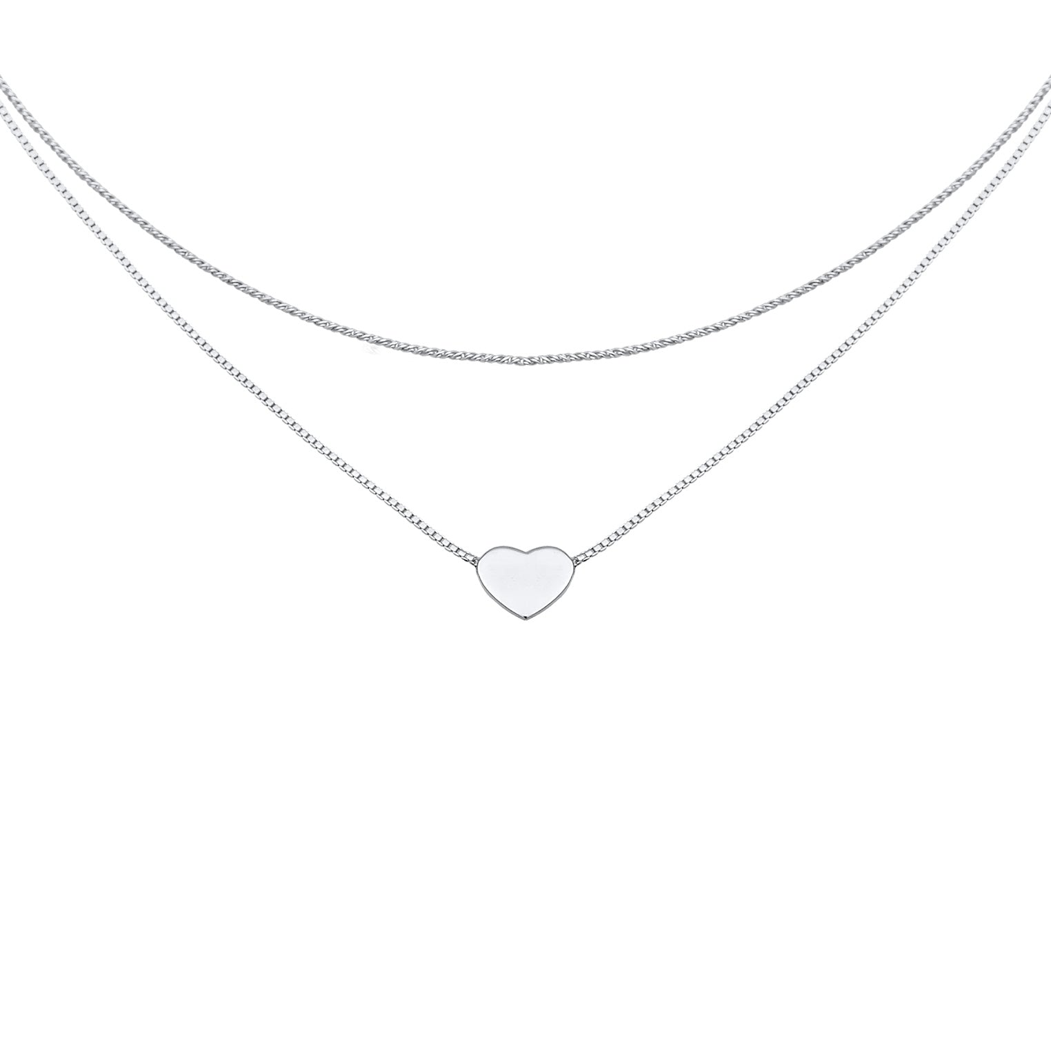 Silber - Elli | Layer-Halskette Herz | 925er Sterling Silber