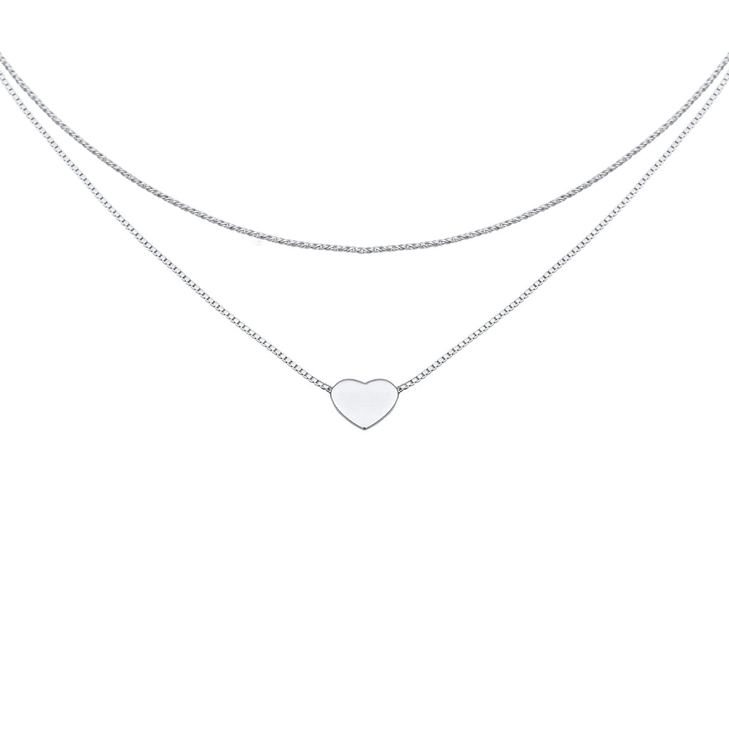 Silber - Elli | Layer-Halskette Herz | 925er Sterling Silber