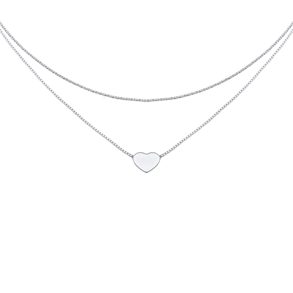 Silber - Elli | Layer-Halskette Herz | 925er Sterling Silber