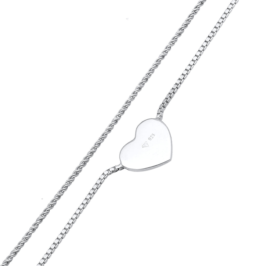 Silber - Elli | Layer-Halskette Herz | 925er Sterling Silber