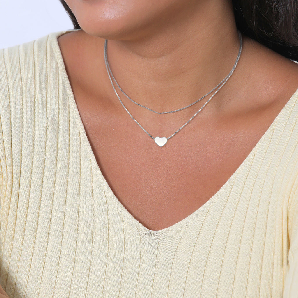Silber - Elli | Layer-Halskette Herz | 925er Sterling Silber
