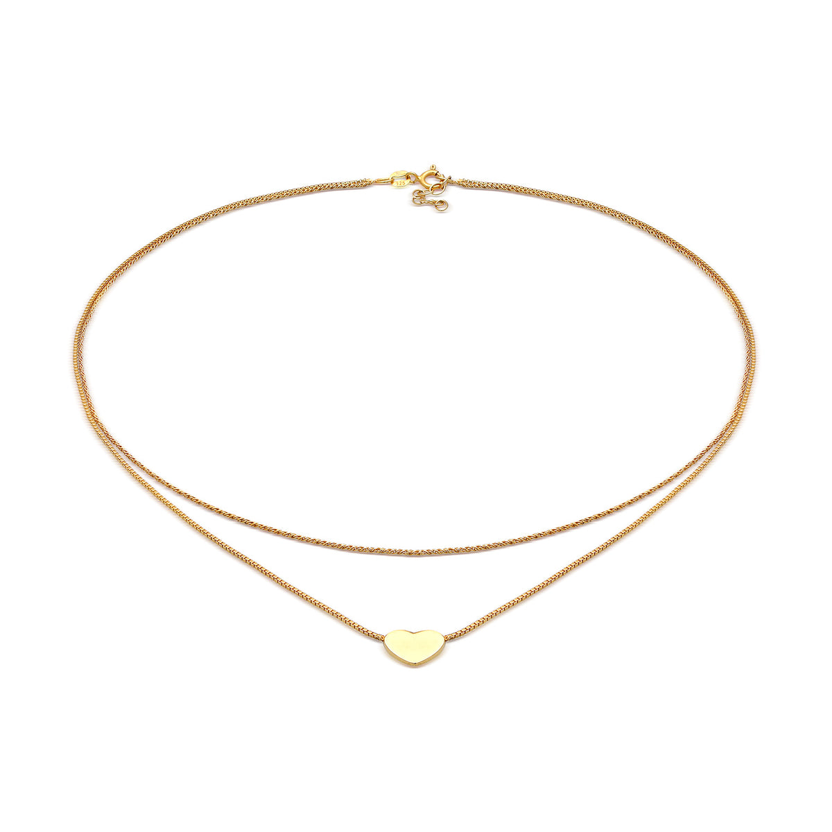 Gold - Elli | Layer-Halskette Herz | 925er Sterling Silber