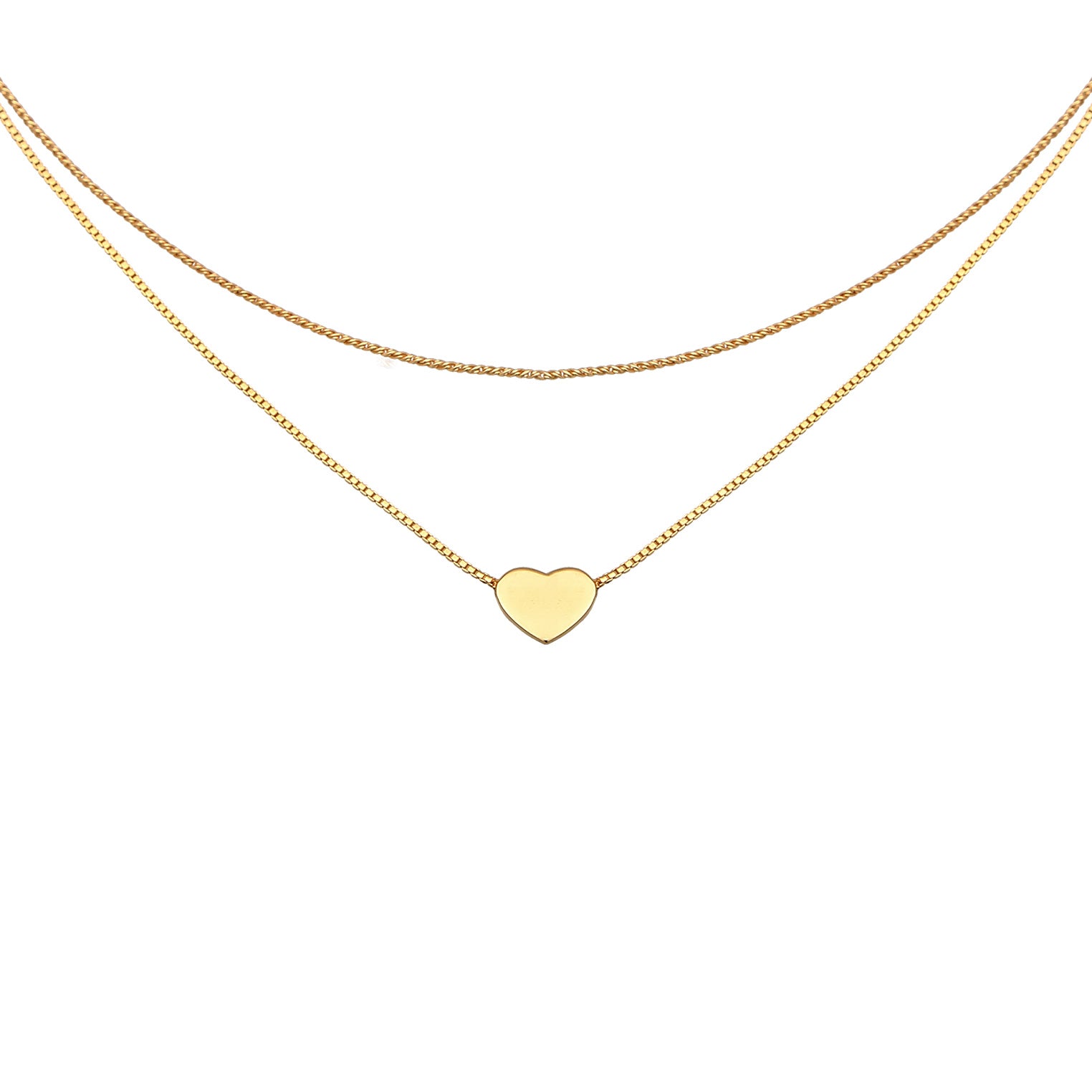 Gold - Elli | Layer-Halskette Herz | 925er Sterling Silber