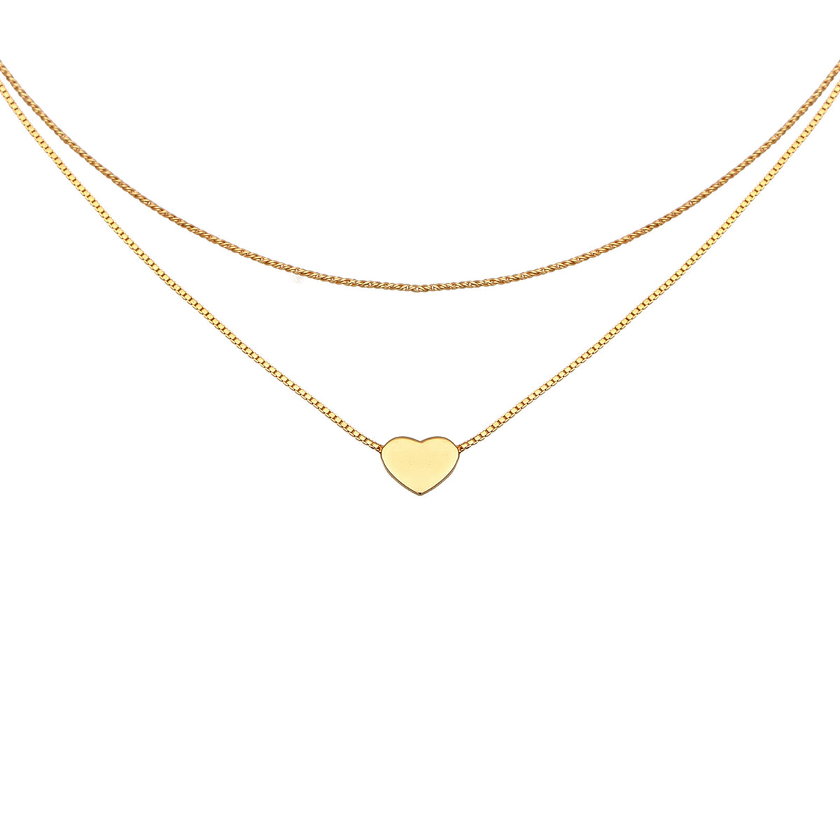 Gold - Elli | Layer-Halskette Herz | 925er Sterling Silber