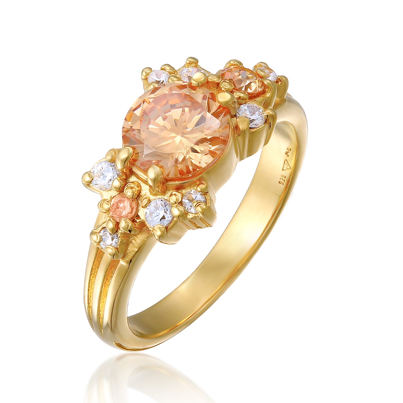 Gold - Elli PREMIUM | Cocktailring Statement | Zirkonia (gold) | 925er Sterling Silber