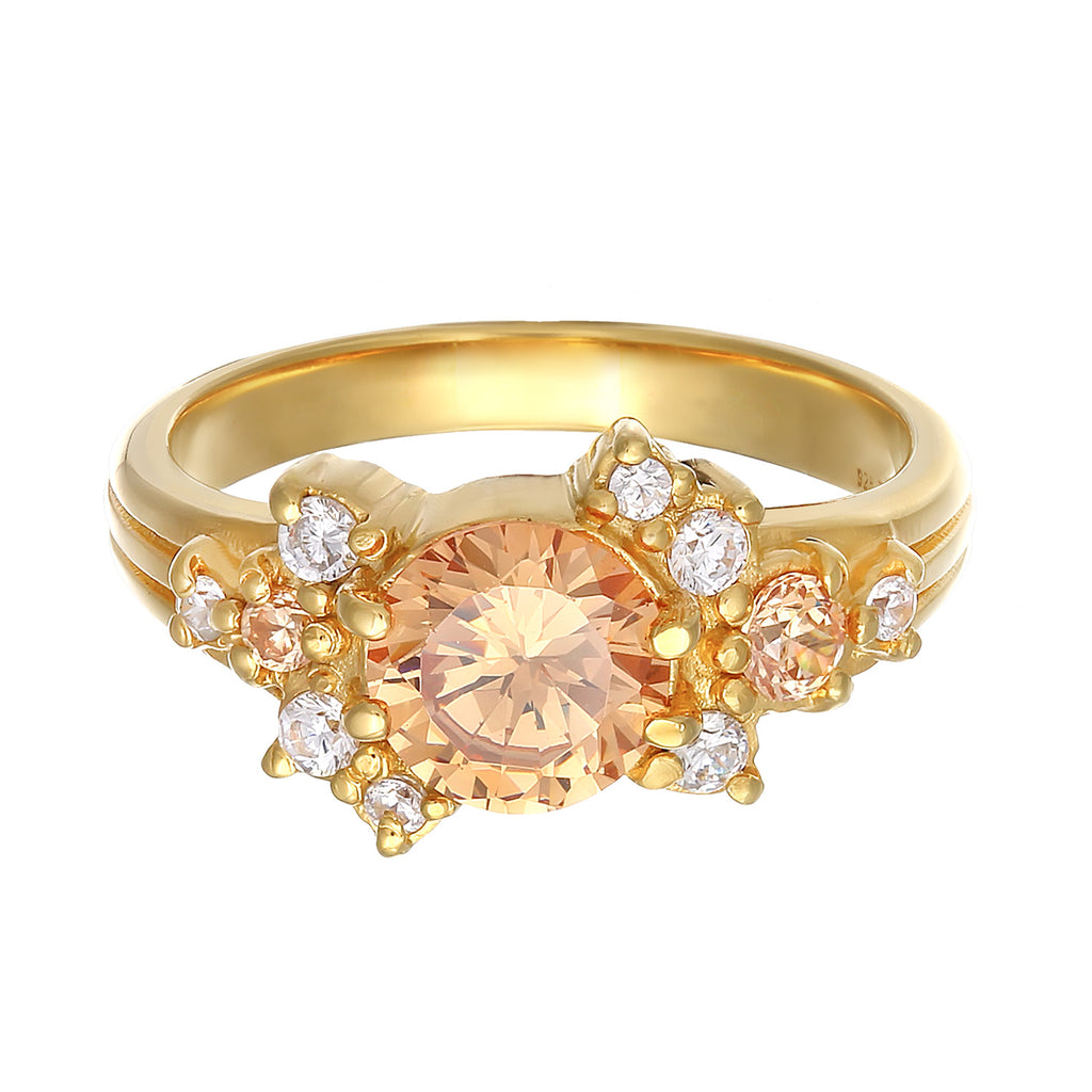 Gold - Elli PREMIUM | Cocktailring Statement | Zirkonia (gold) | 925er Sterling Silber