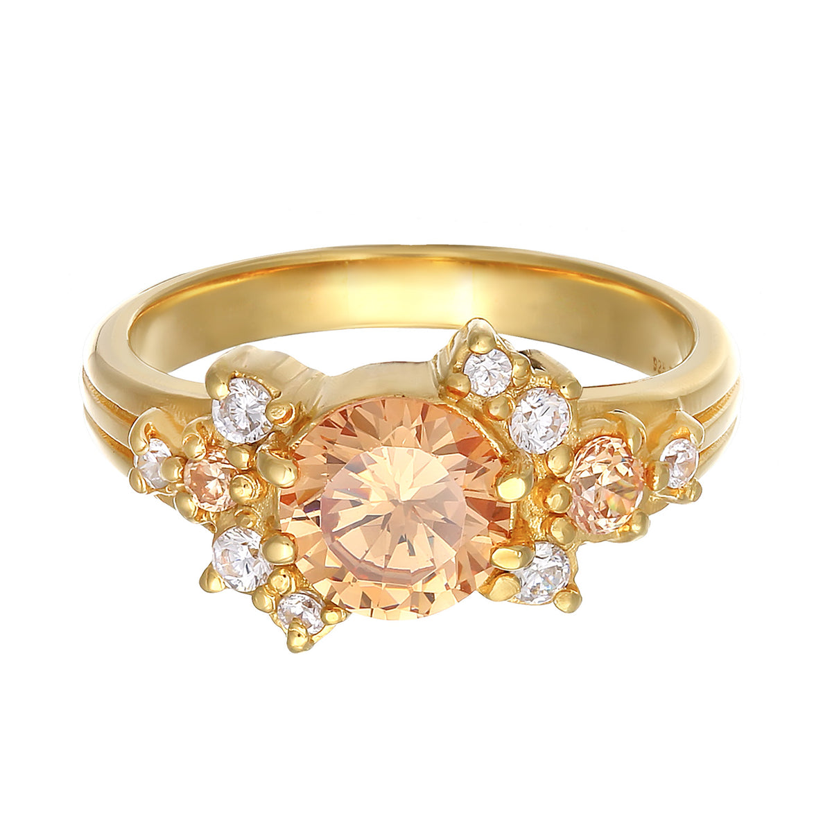 Gold - Elli PREMIUM | Cocktailring Statement | Zirkonia (gold) | 925er Sterling Silber
