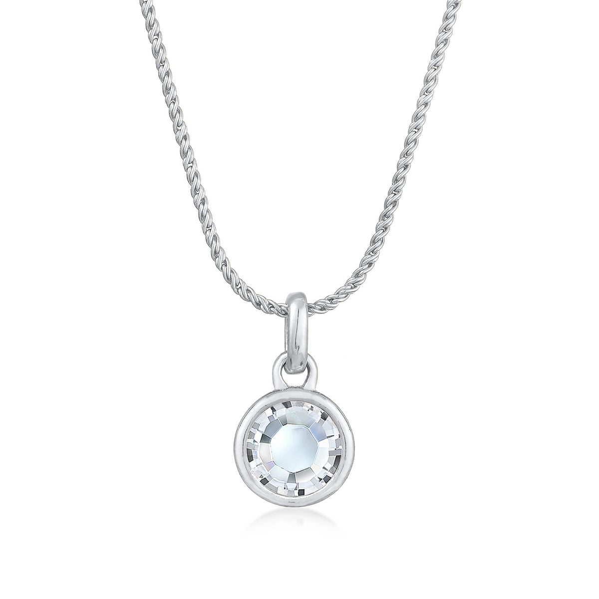 Silber - Elli | Kordel-Halskette Solitär Anhänger | Mit Kristallen von Swarovski® (Weiß) | 925er Sterling Silber