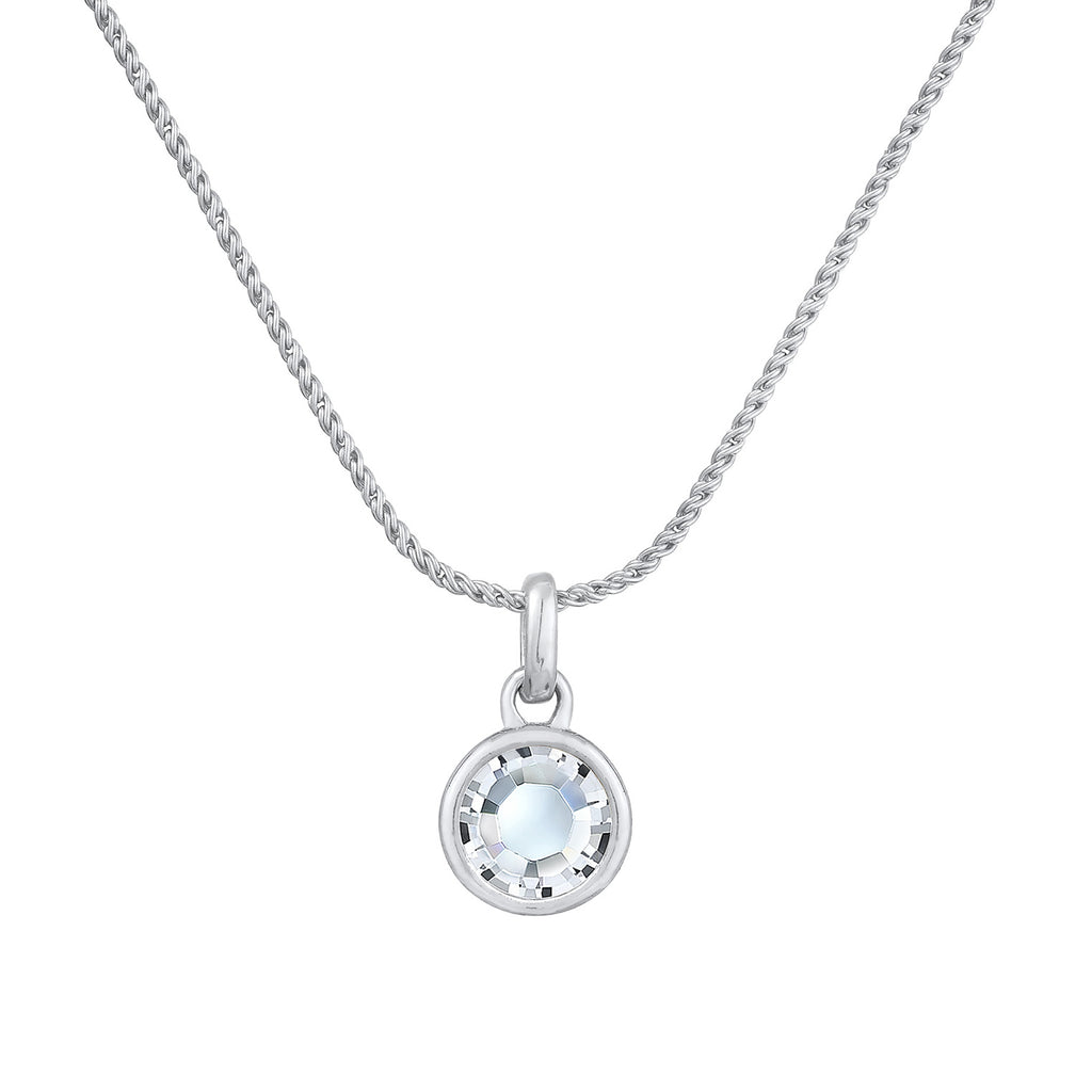 Silber - Elli | Kordel-Halskette Solitär Anhänger | Mit Kristallen von Swarovski® (Weiß) | 925er Sterling Silber