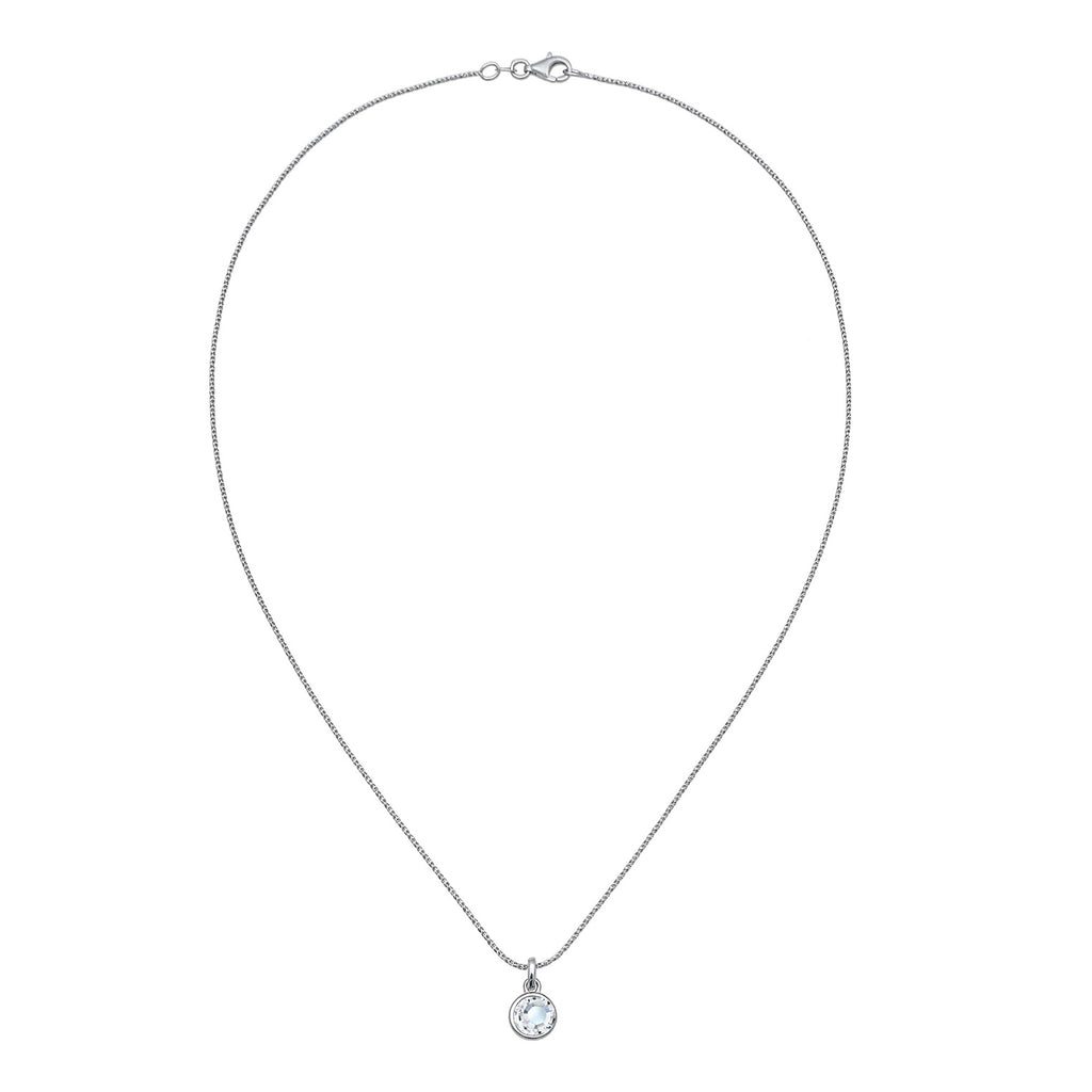 Silber - Elli | Kordel-Halskette Solitär Anhänger | Mit Kristallen von Swarovski® (Weiß) | 925er Sterling Silber