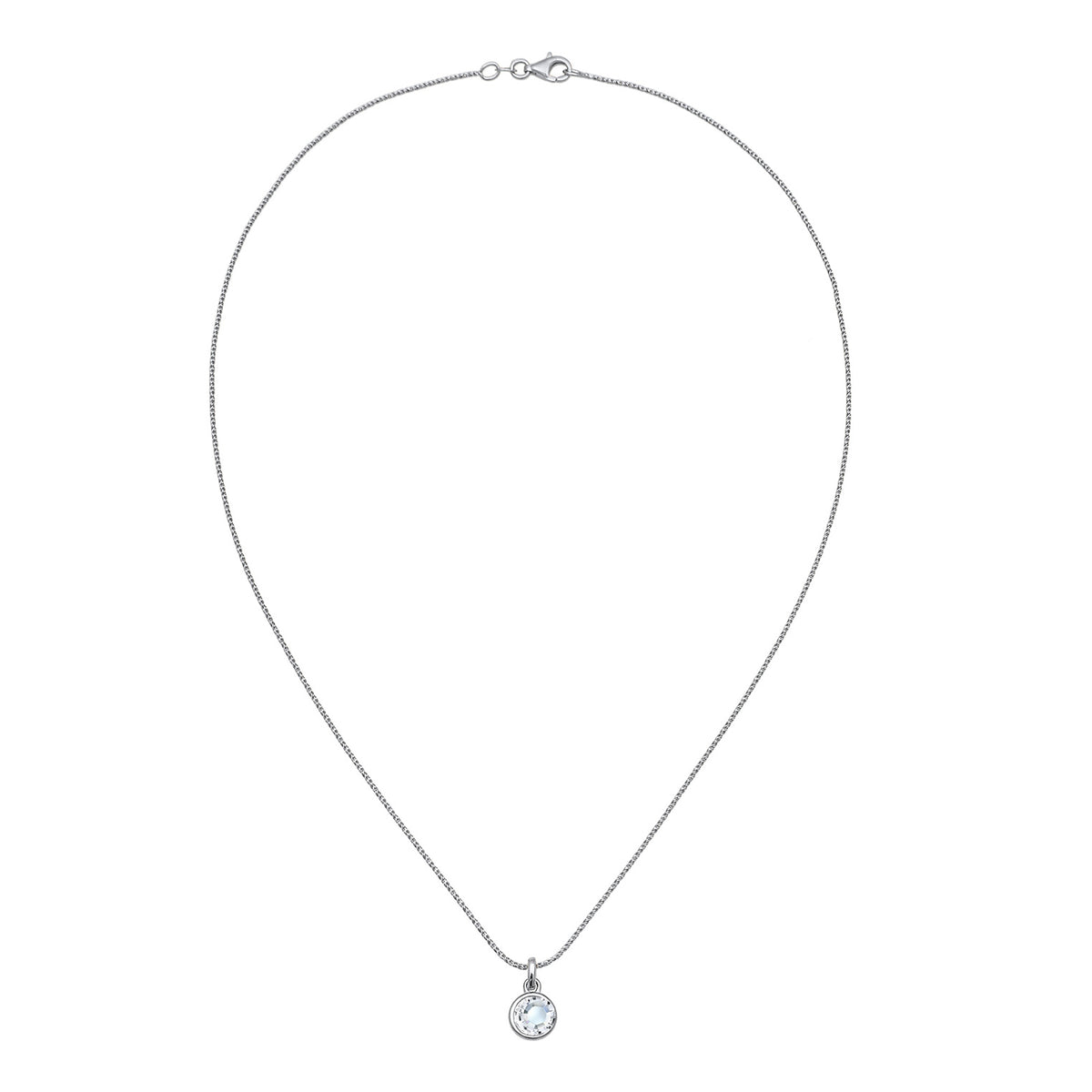 Silber - Elli | Kordel-Halskette Solitär Anhänger | Mit Kristallen von Swarovski® (Weiß) | 925er Sterling Silber