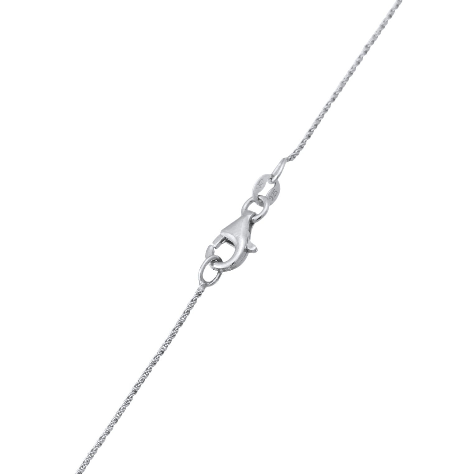 Silber - Elli | Kordel-Halskette Solitär Anhänger | Kristall (Weiß) | 925er Sterling Silber
