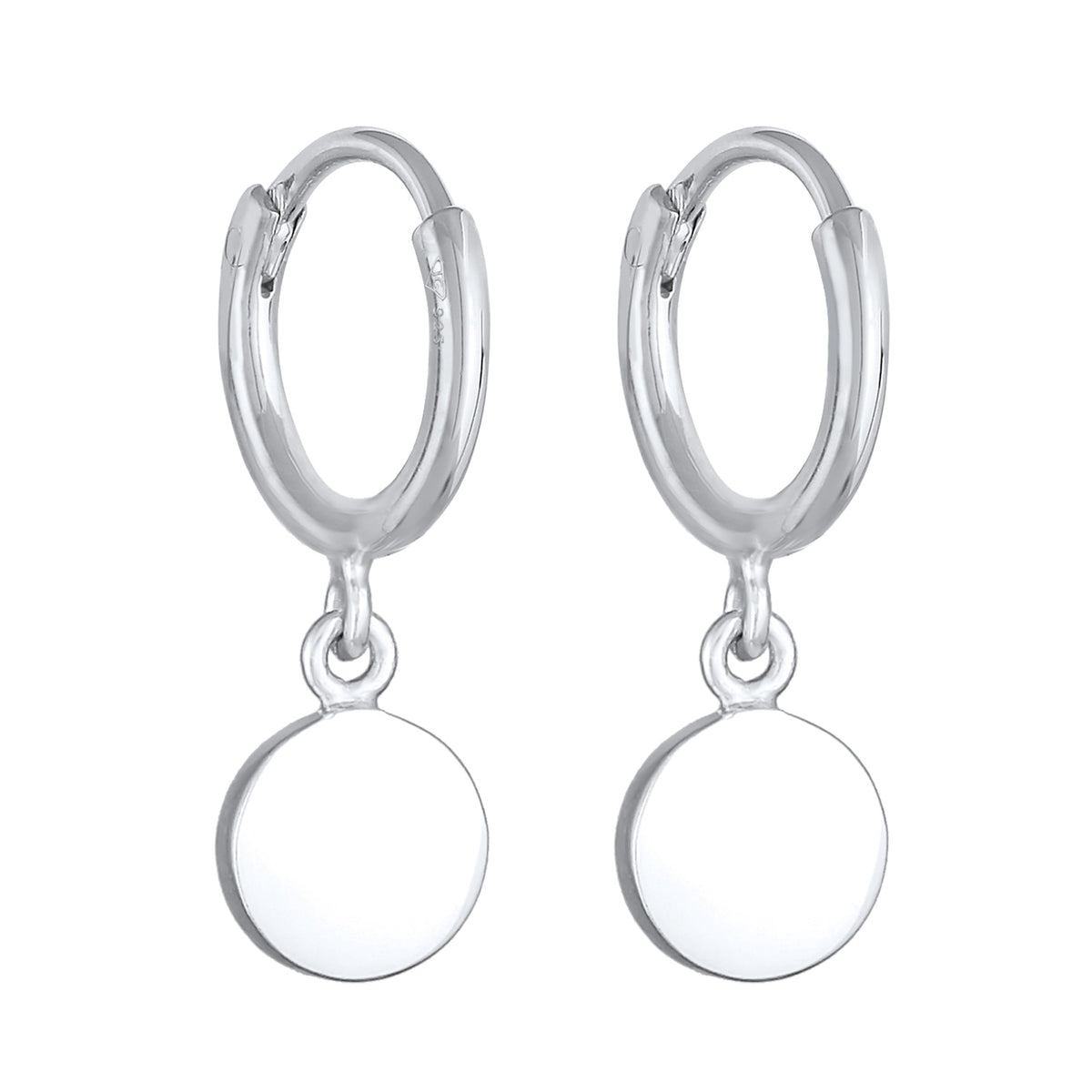 Silber - Elli | Creolen mit Smiling Face Anhänger | Emaille (Orange) | 925er Sterling Silber