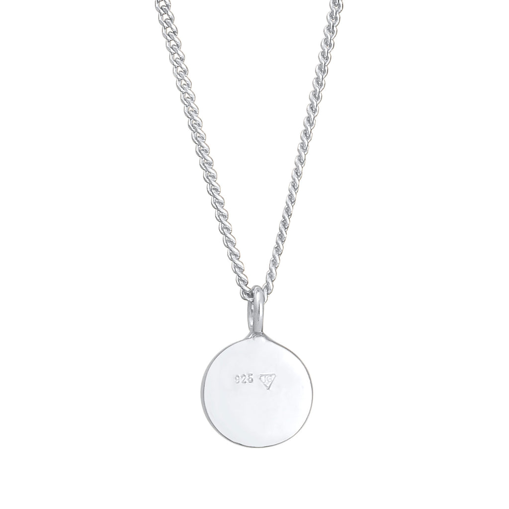 Silber - Elli | Halskette mit Smiling Face Anhänger | Emaille (Orange) | 925er Sterling Silber