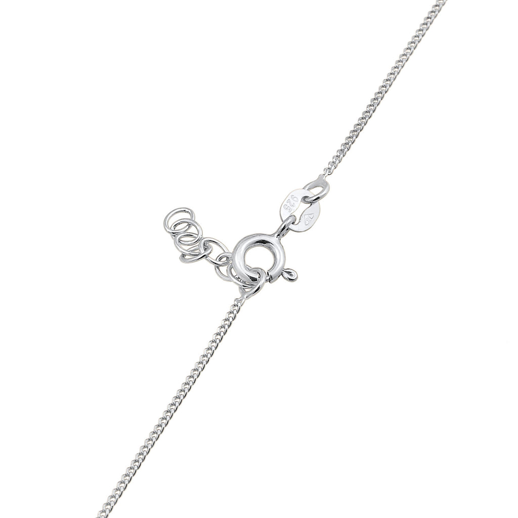 Silber - Elli | Halskette mit Smiling Face Anhänger | Emaille (Orange) | 925er Sterling Silber