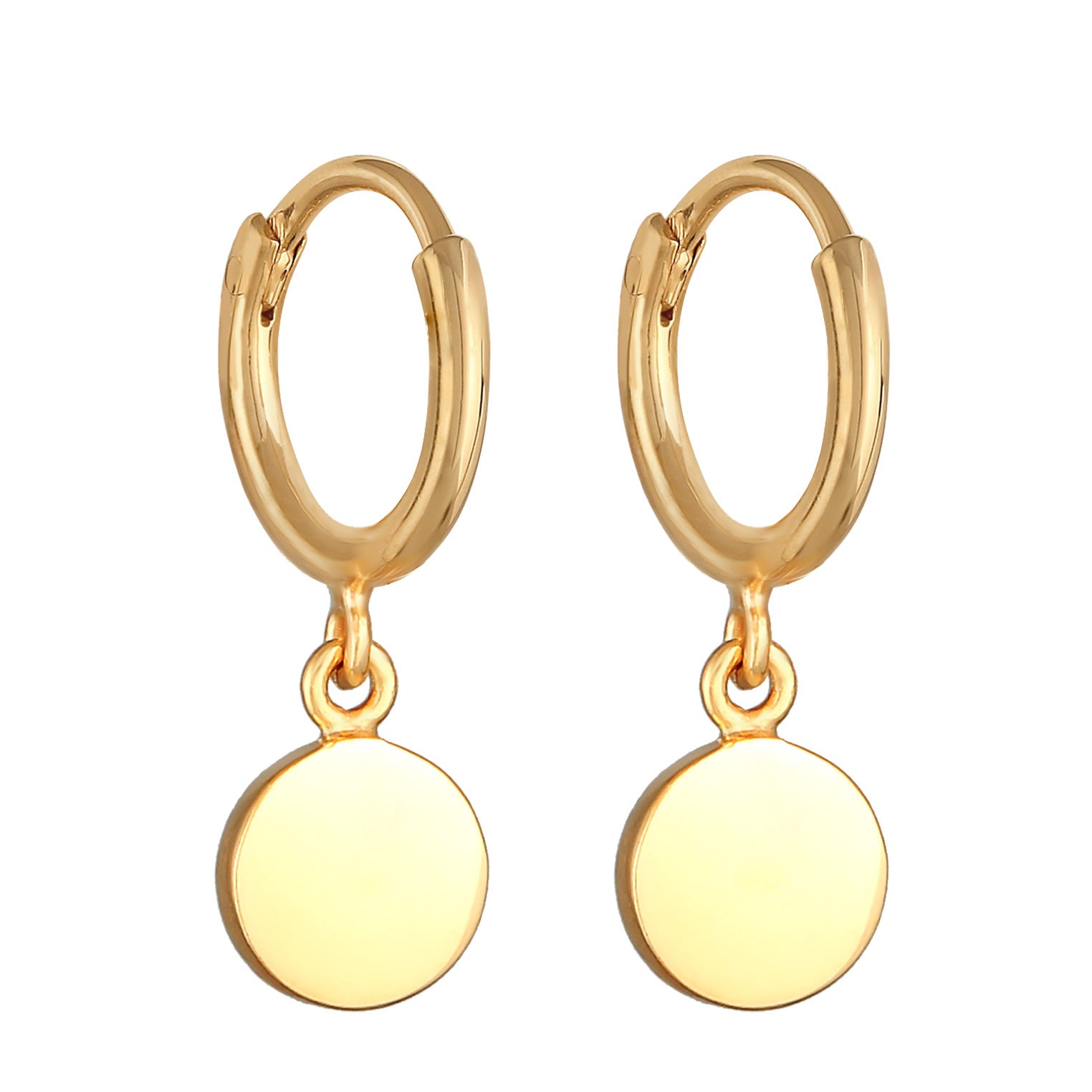 Gold - Elli | Creolen mit Smiling Face Anhänger | Emaille | 925er Sterling Silber