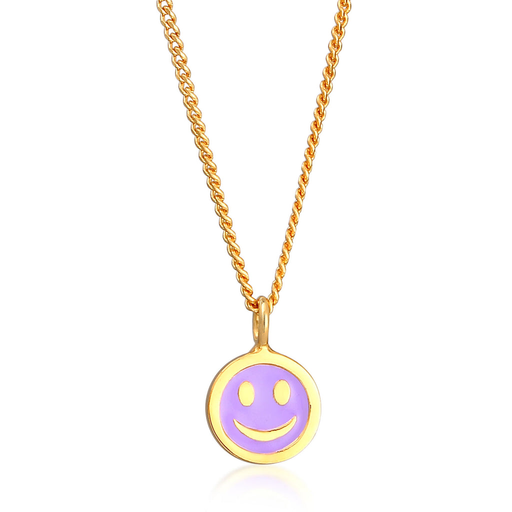 Gold - Elli | Halskette Smiling Anhänger | Emaille | 925er Sterling Silber
