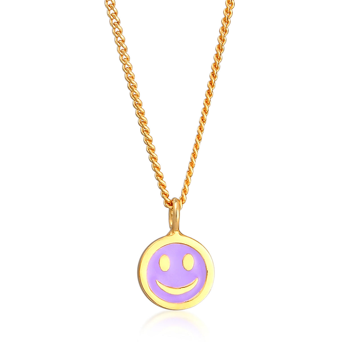 Gold - Elli | Halskette Smiling Anhänger | Emaille | 925er Sterling Silber