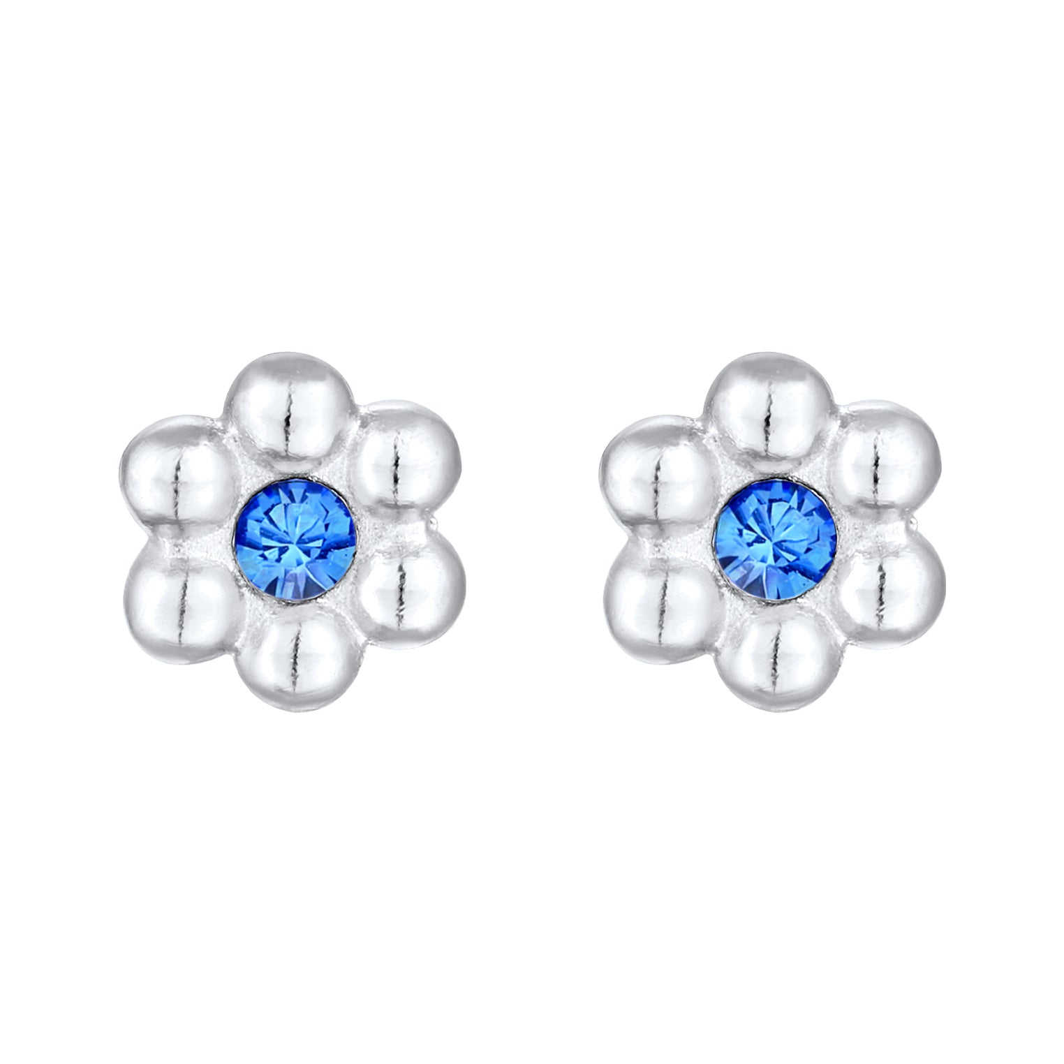 Silber - Elli | Ohrstecker Blume | Kristall (Blau) | 925er Sterling Silber