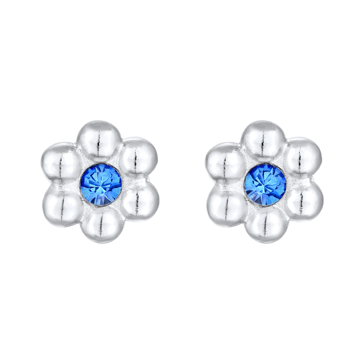 Silber - Elli | Ohrstecker Blume | Kristall (Blau) | 925er Sterling Silber