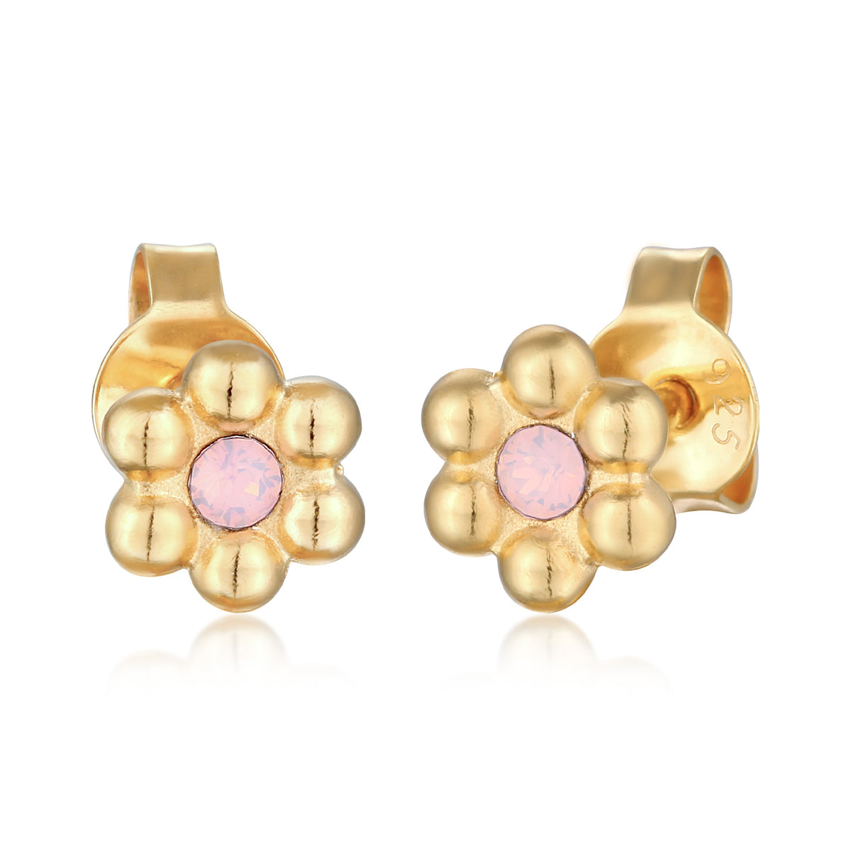 Gold - Elli | Ohrstecker Blume | Kristall (Blau) | 925er Sterling Silber
