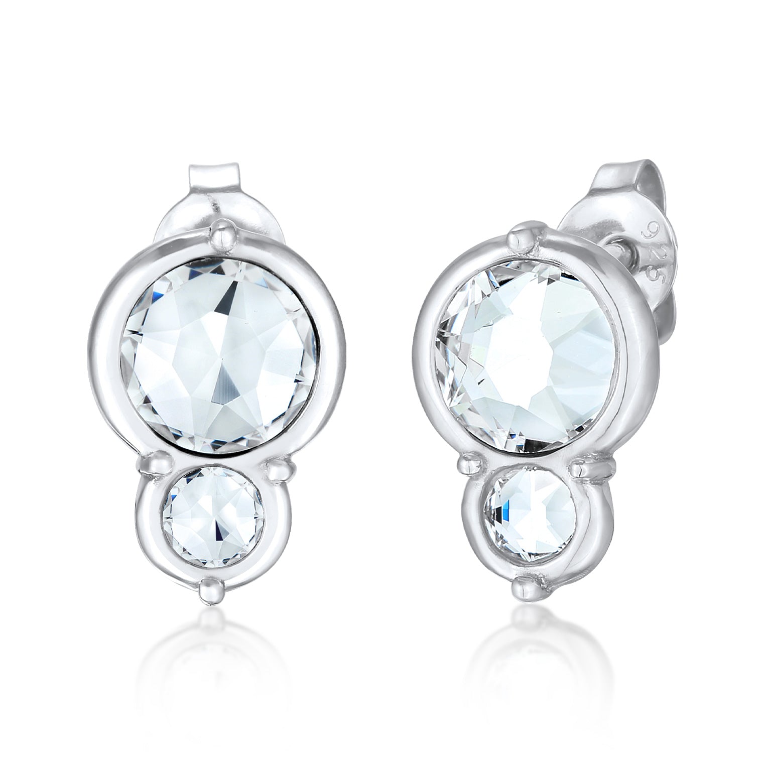 Silber - Elli | Ohrstecker Rund | Mit Kristallen von Swarovski® (Weiß) | 925er Sterling Silber