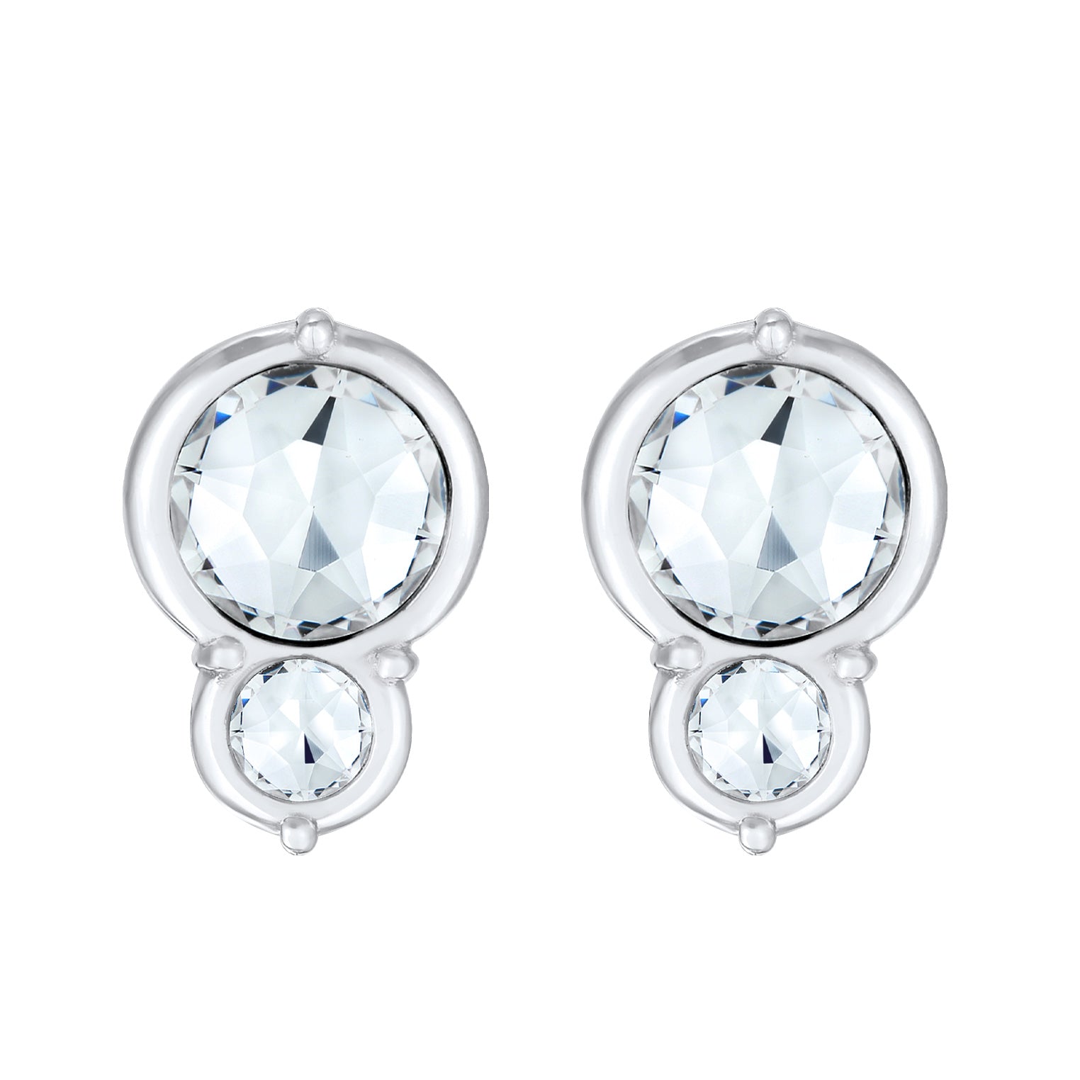 Silber - Elli | Ohrstecker Rund | Mit Kristallen von Swarovski® (Weiß) | 925er Sterling Silber