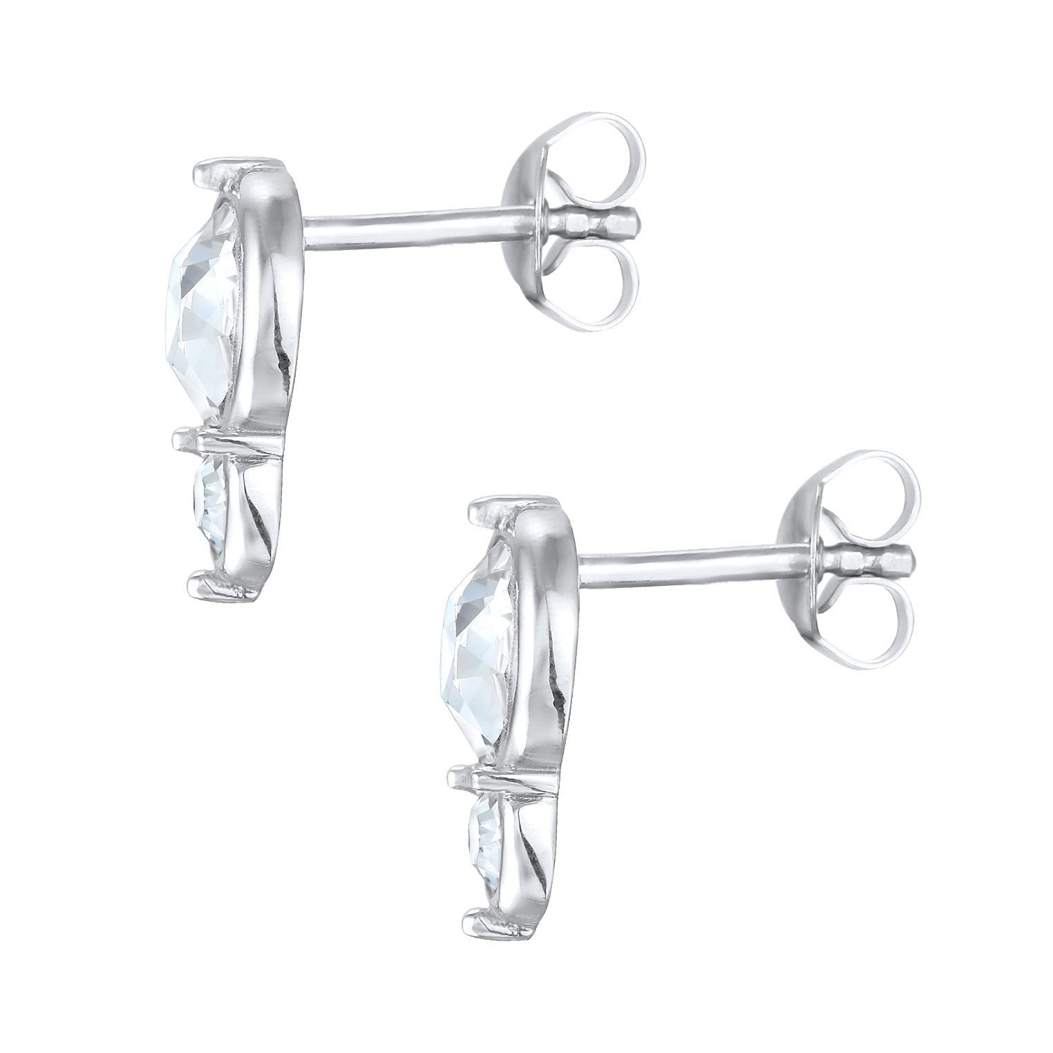Silber - Elli | Ohrstecker Rund | Mit Kristallen von Swarovski® (Weiß) | 925er Sterling Silber