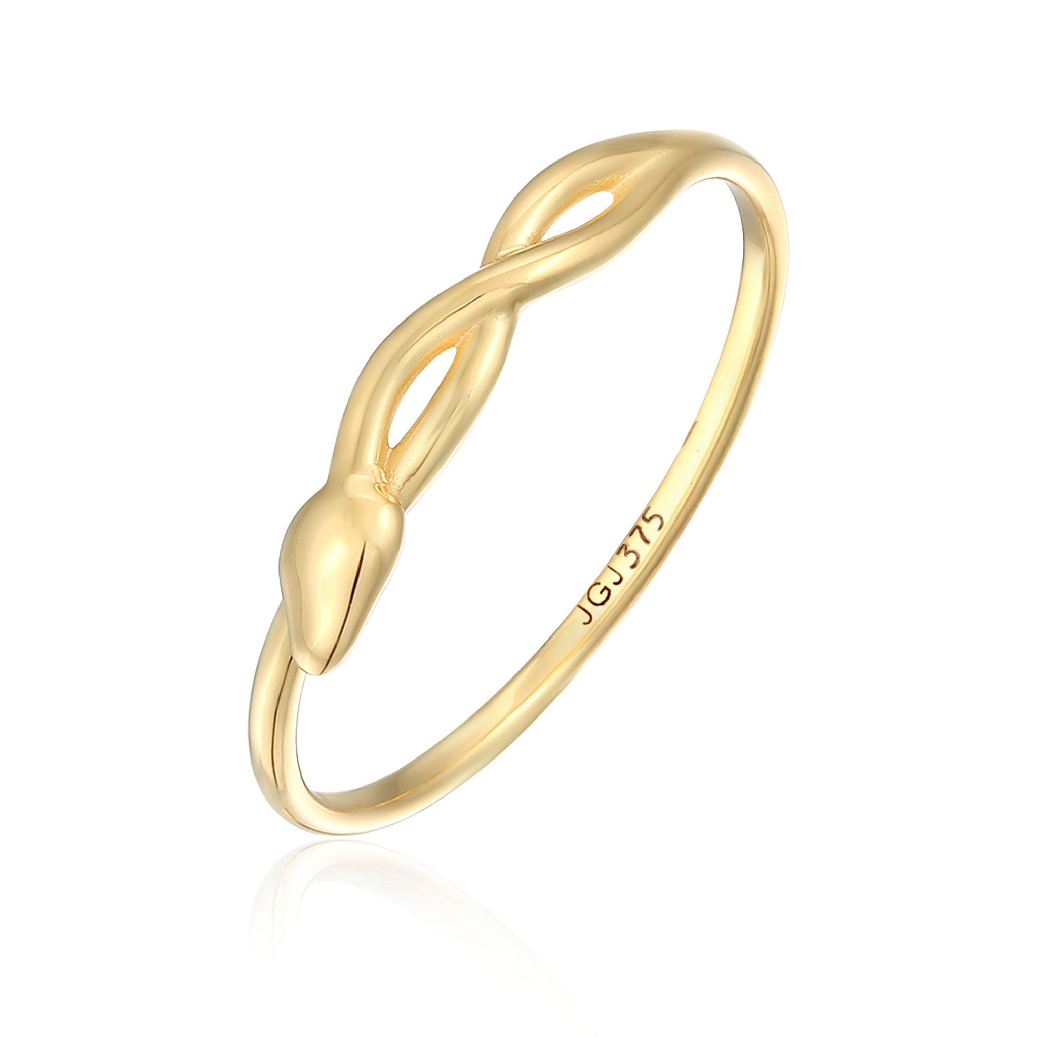 Gold - Elli PREMIUM | Ring Infinity Schlange | 375er Gelbgold