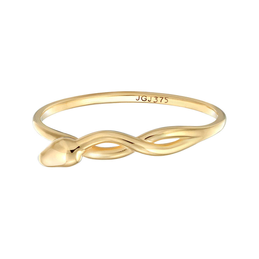 Gold - Elli PREMIUM | Ring Infinity Schlange | 375er Gelbgold