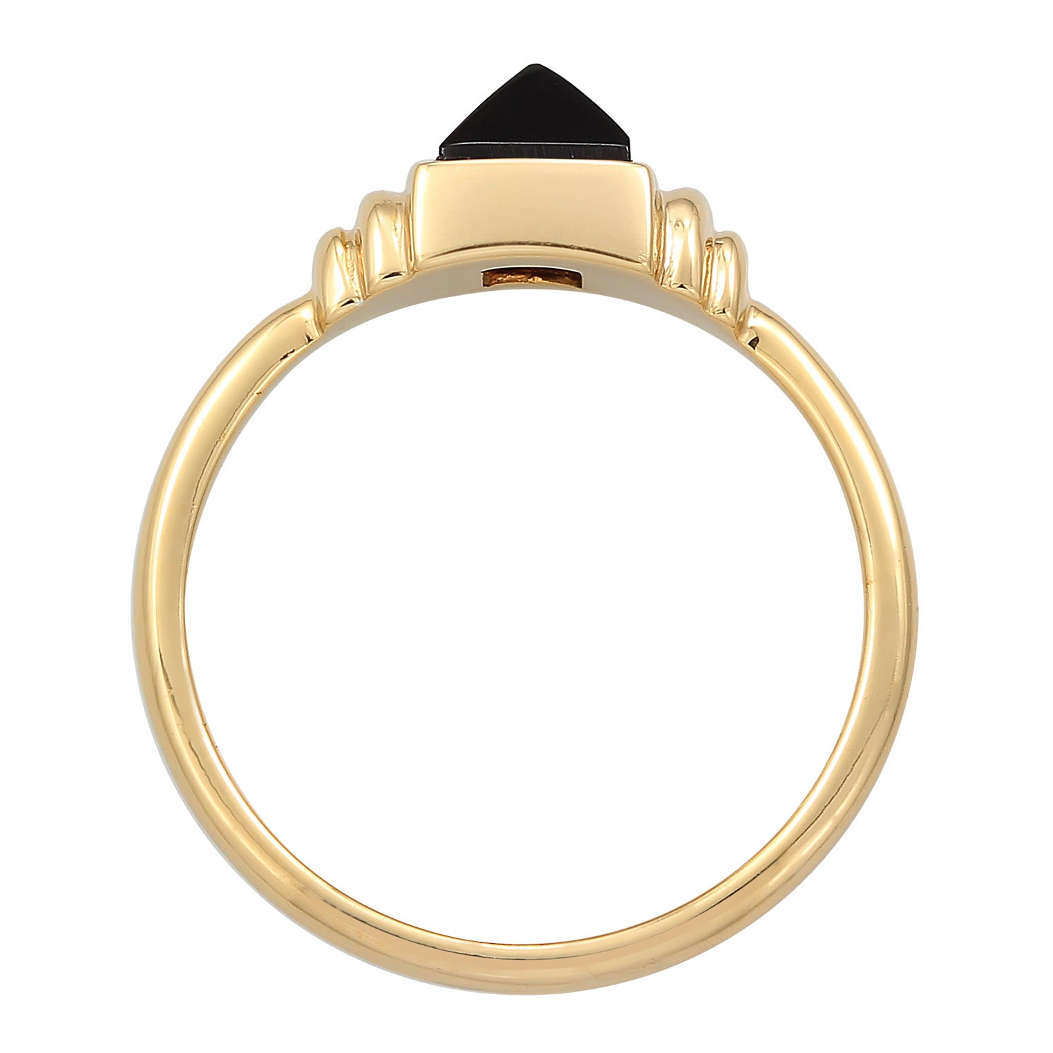 Gold - Elli PREMIUM | Solitär-Ring Quadrat | Onyx (Schwarz) | 925er Sterling Silber