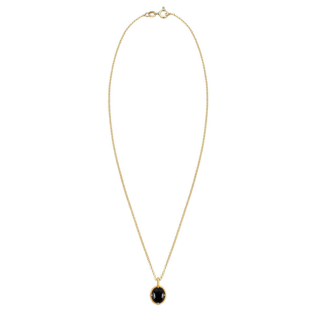Gold - Elli PREMIUM | Halskette Anhänger Oval | Onyx (Schwarz) | 925 Sterling Silber vergoldet