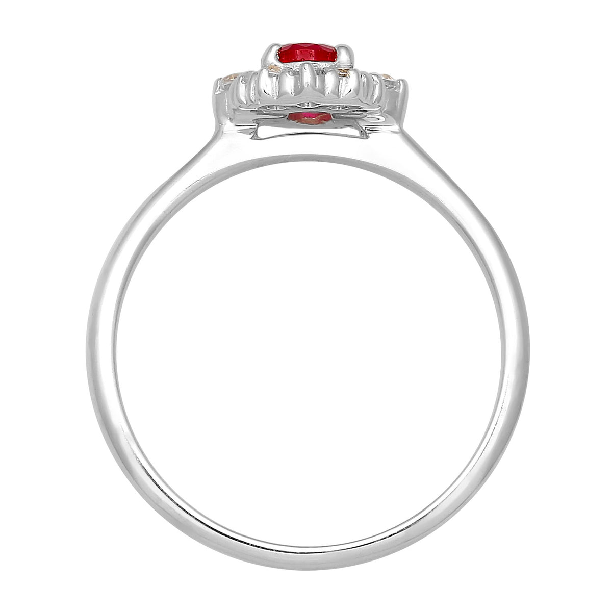 Silber - Elli | Verlobungsring | Synth. Rubin (Rot) | 925er Sterling Silber