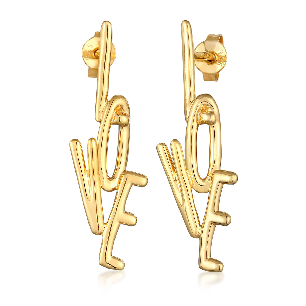 Gold - Elli | Ohrstecker Love | 925er Sterling Silber