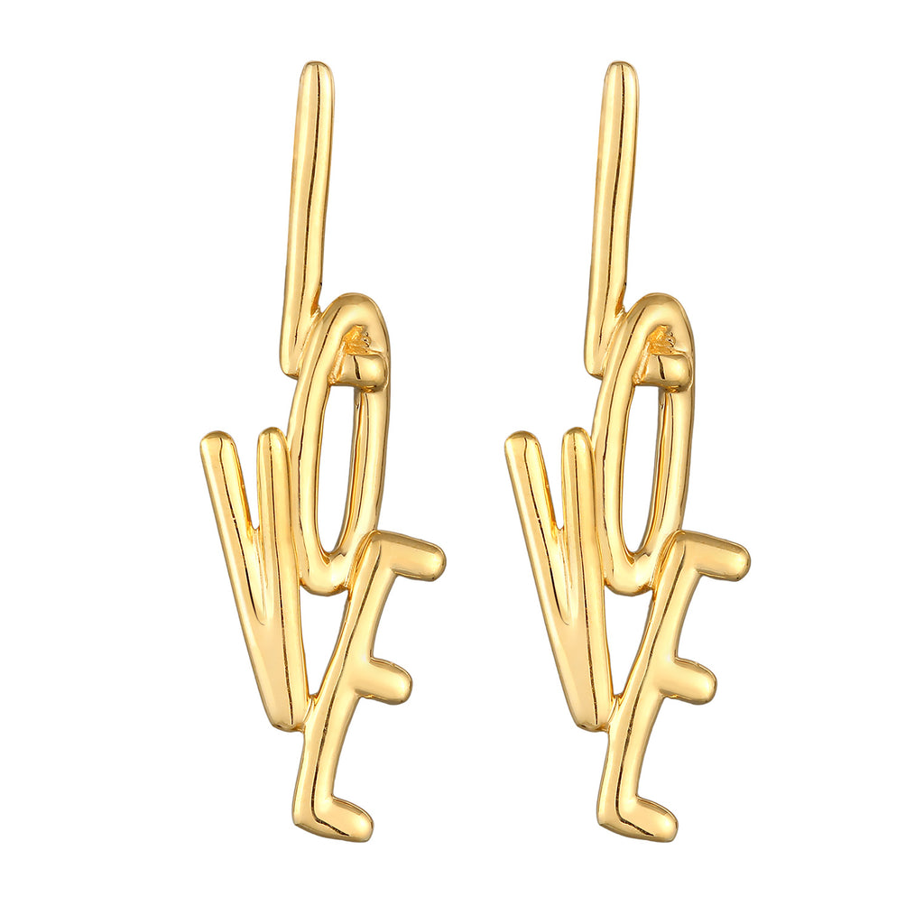 Gold - Elli | Ohrstecker Love | 925er Sterling Silber