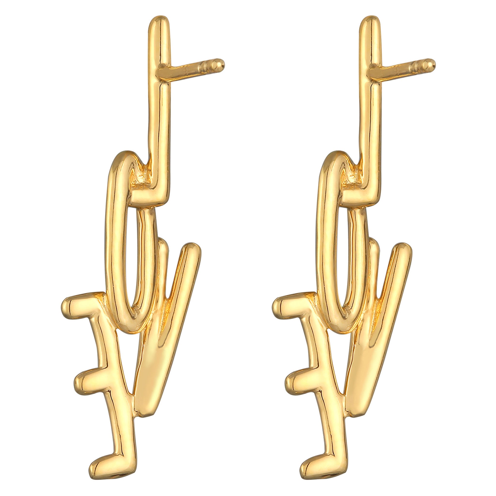 Gold - Elli | Ohrstecker Love | 925er Sterling Silber