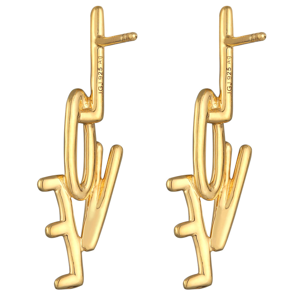 Gold - Elli | Ohrstecker Love | 925er Sterling Silber