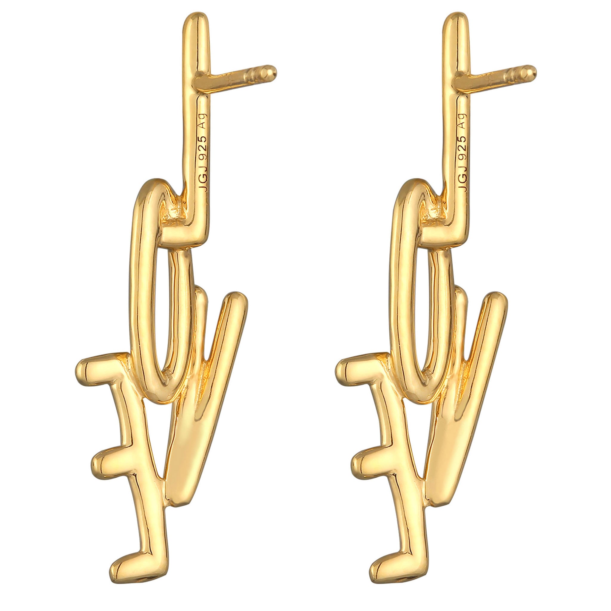 Gold - Elli | Ohrstecker Love | 925er Sterling Silber