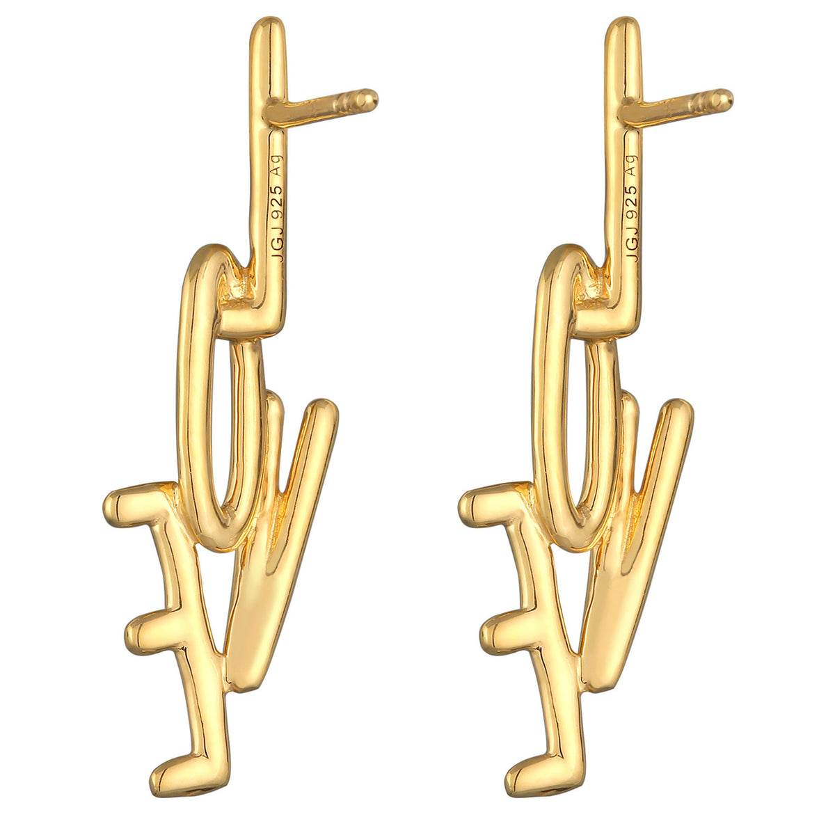 Gold - Elli | Ohrstecker Love | 925er Sterling Silber