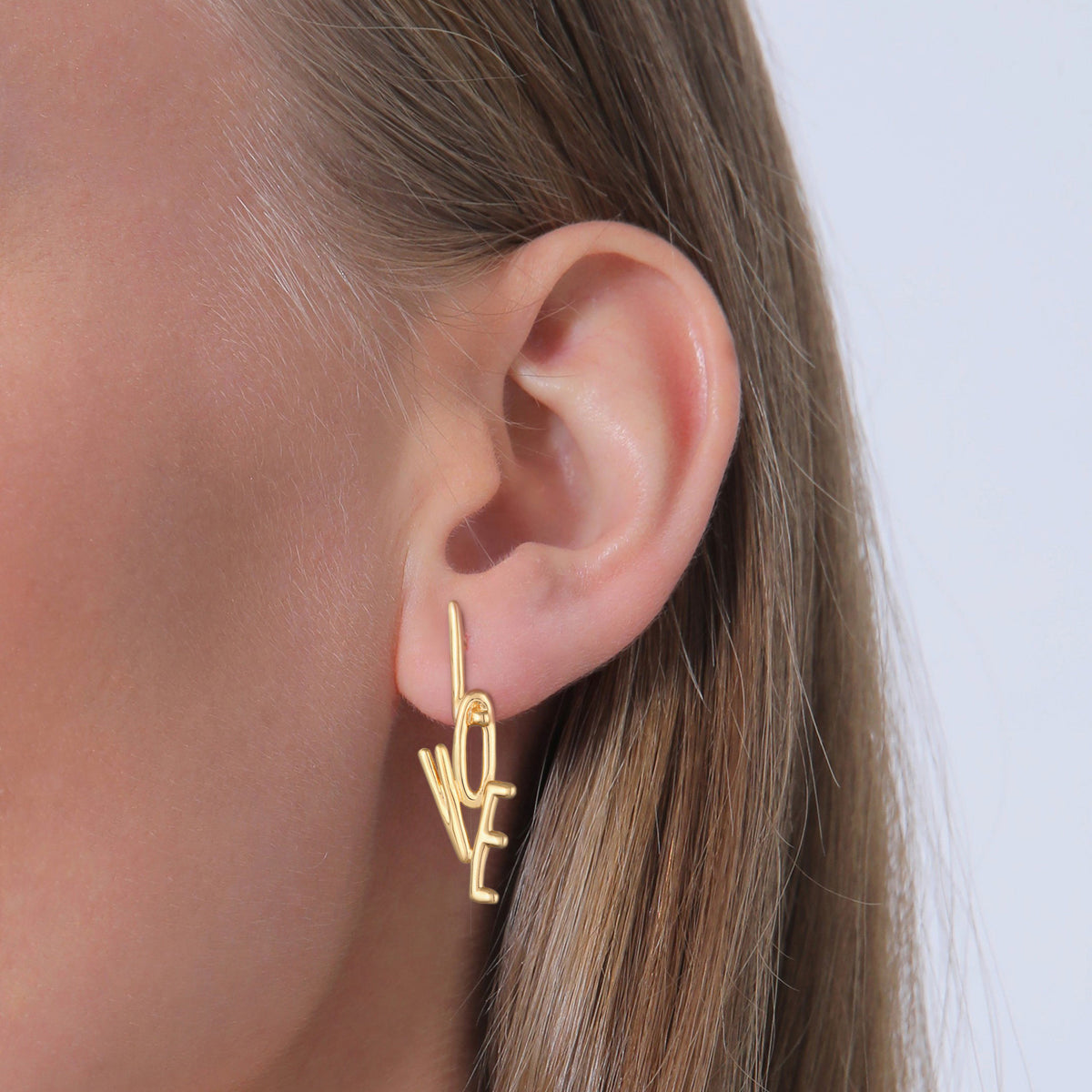 Gold - Elli | Ohrstecker Love | 925er Sterling Silber
