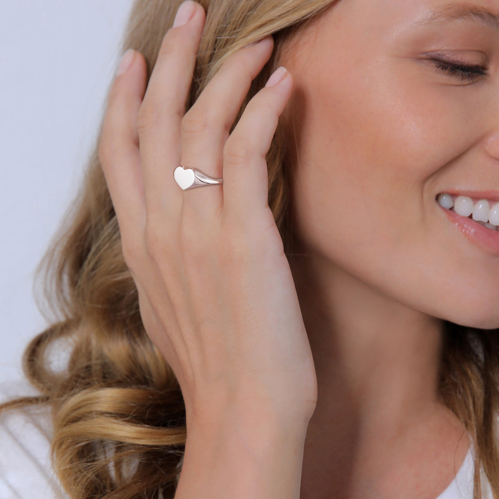 Silber - Elli | Siegelring Herz | 925er Sterling Silber