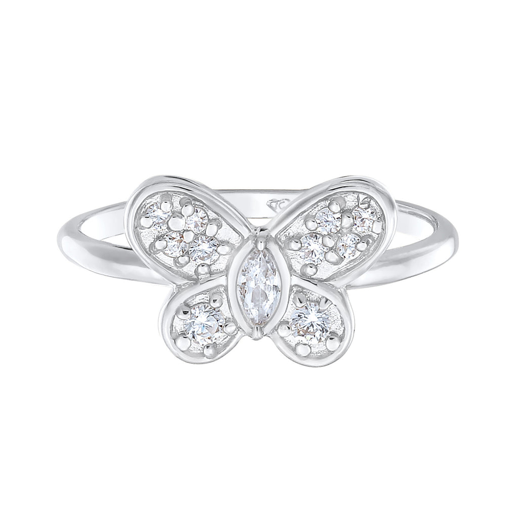 Silber - Elli | Ring Schmetterling | Zirkonia (Weiß) | 925er Sterling Silber