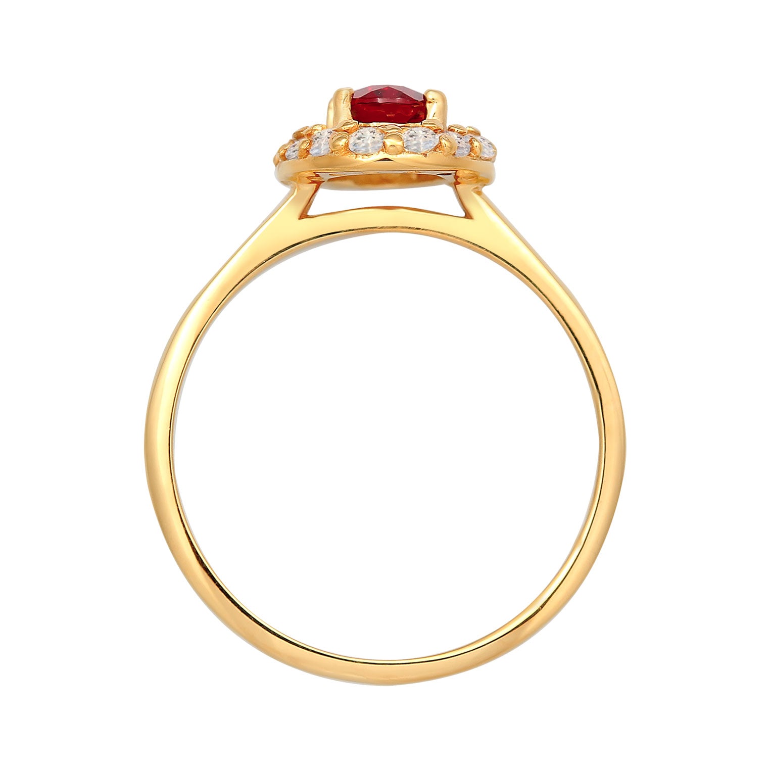 Gold - Elli PREMIUM | Solitär-Ring Klassik | Topas, Granat (Rot) | 585er Gelbgold