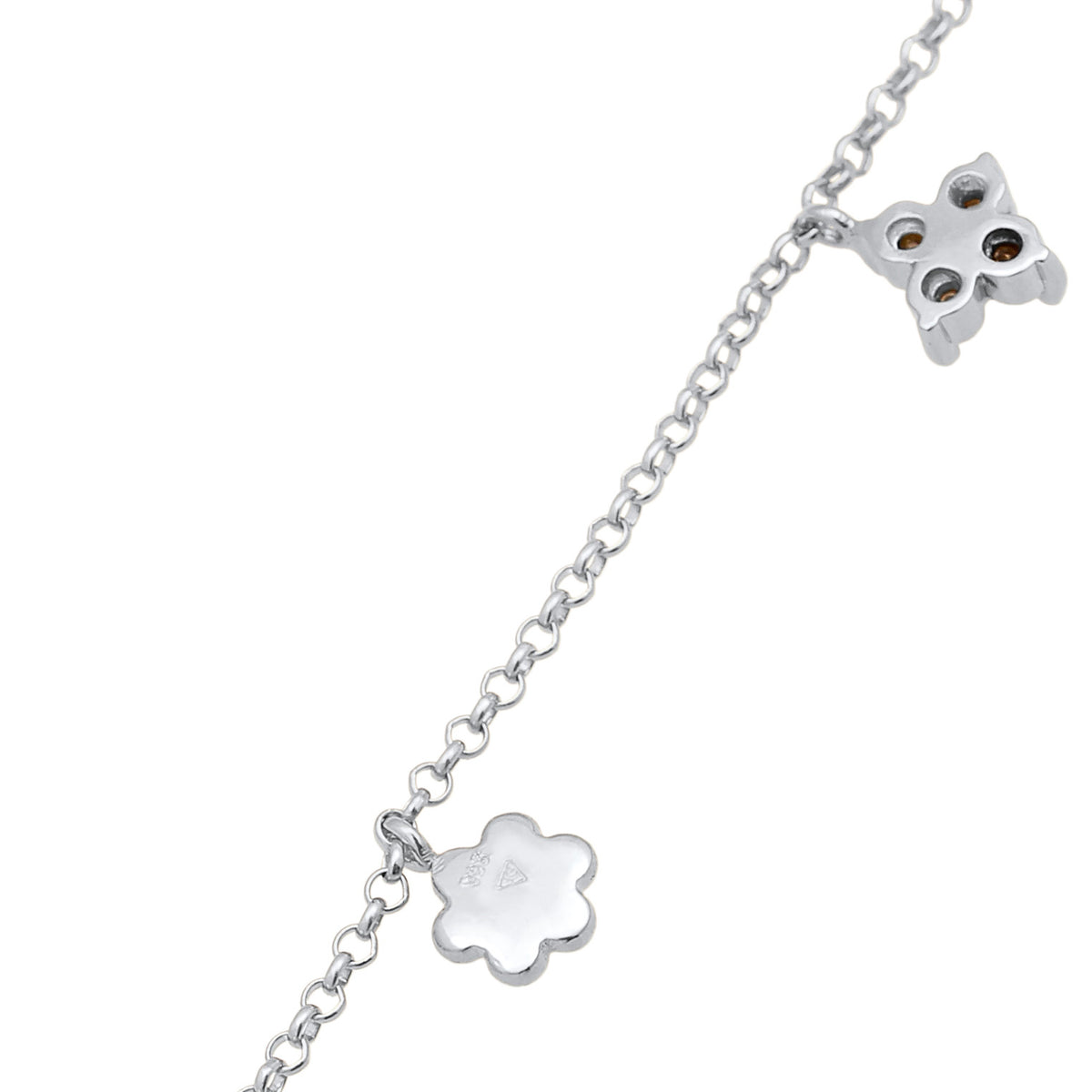 Silber - Elli | Halskette Blumen Anhänger | Kristalle (Blau) | 925er Sterling Silber