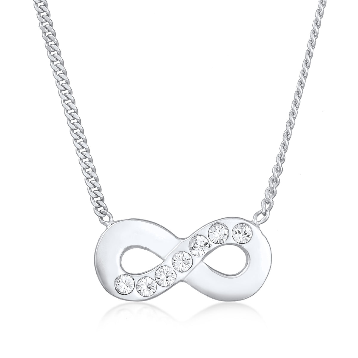 Silber - Elli | Halskette Infinity Anhänger | Mit Kristallen von Swarovski® (Weiß) | 925er Sterling Silber