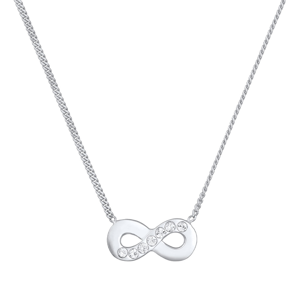 Silber - Elli | Halskette Infinity Anhänger | Mit Kristallen von Swarovski® (Weiß) | 925er Sterling Silber