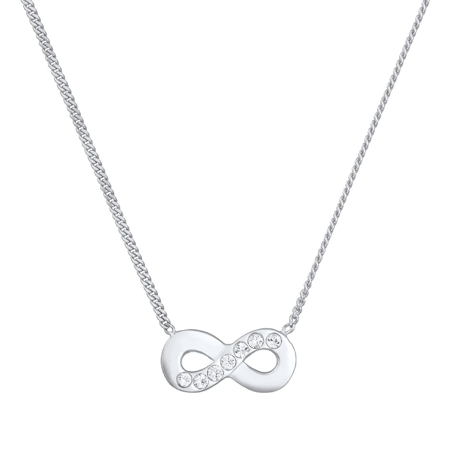 Silber - Elli | Halskette Infinity Anhänger | Mit Kristallen von Swarovski® (Weiß) | 925er Sterling Silber