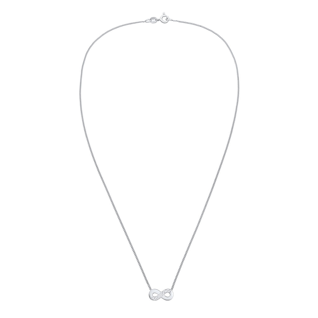 Silber - Elli | Halskette Infinity Anhänger | Mit Kristallen von Swarovski® (Weiß) | 925er Sterling Silber