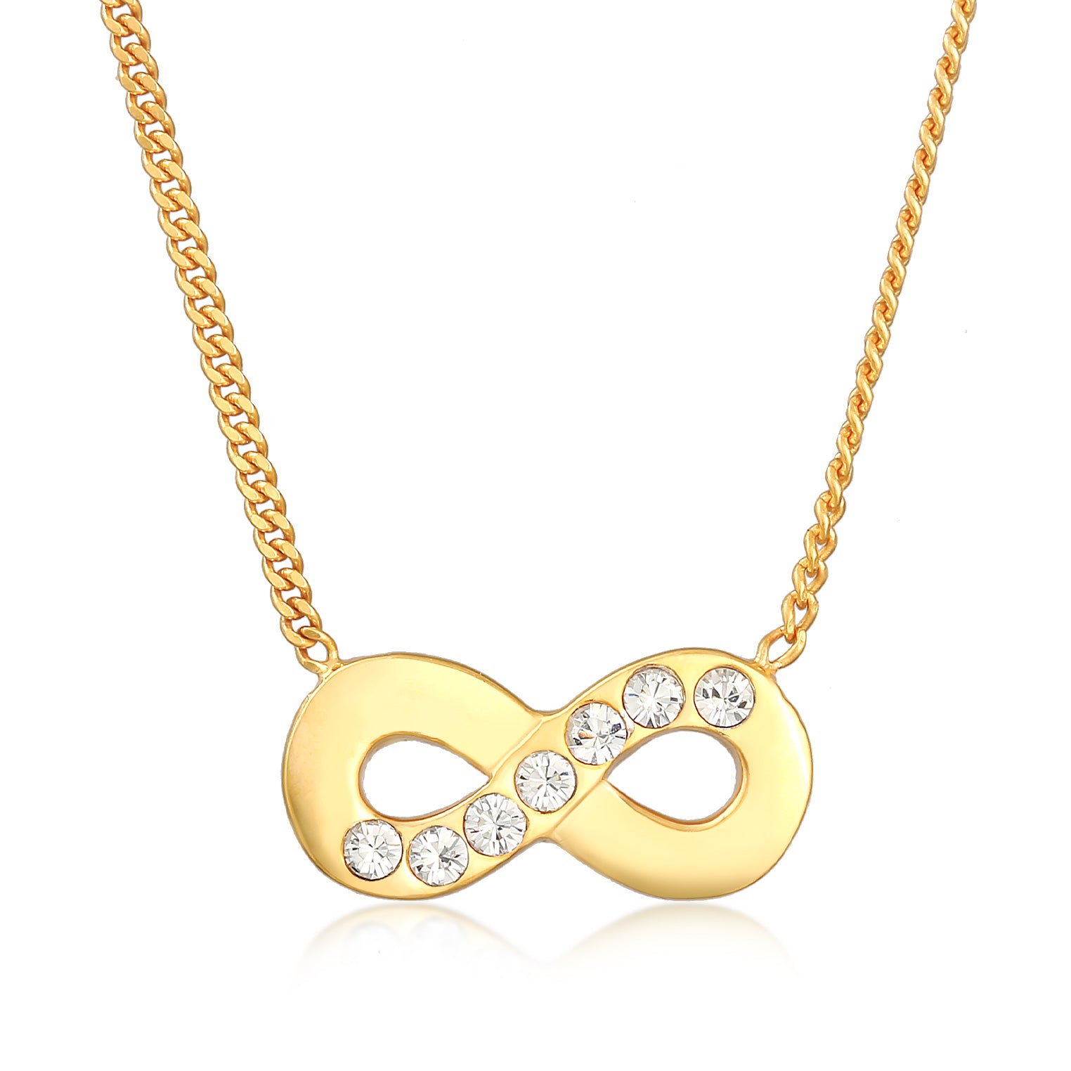 Gold - Elli | Halskette Infinity Anhänger | Kristalle (Weiß) | 925er Sterling Silber